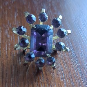 1980's Avon Emerald Cut Purple Brooch